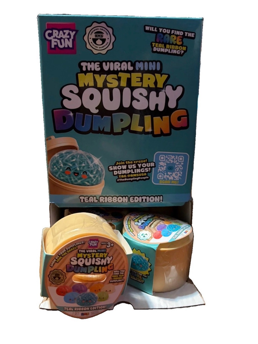 1 CONFIRMED RARE SEALED Viral RMS Mini Mystery Squishy Dumpling Teal Ribbon-9 ct